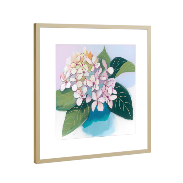 Poster mit Rahmen Gold "Liebliche pastel Hortensie" artboxONE - Natur,Floral