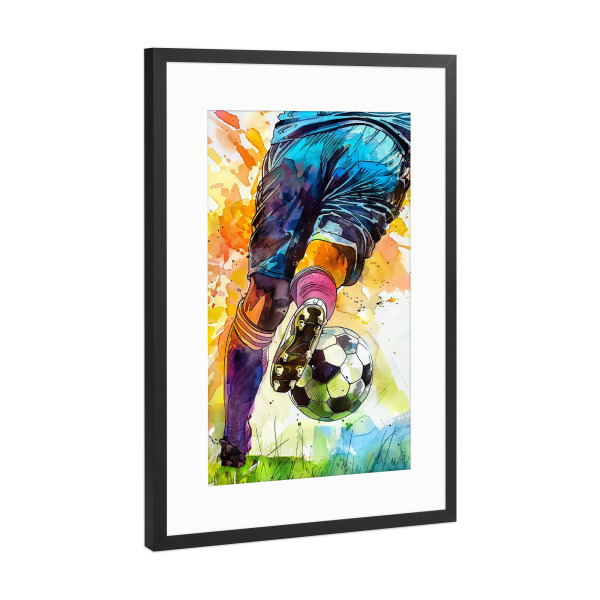 Poster mit Rahmen Schwarz (Metallic) "Fußballspieler Sportkunst G" artboxONE - Sport,Sport / Fußball