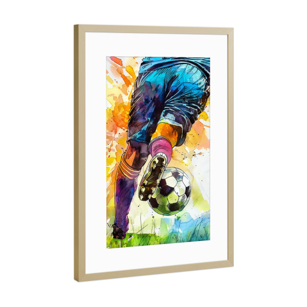 Poster mit Rahmen Gold "Fußballspieler Sportkunst G" artboxONE - Sport,Sport / Fußball - Sport,Fußball,Fußball,Fußballspieler,Spieler,Spiel