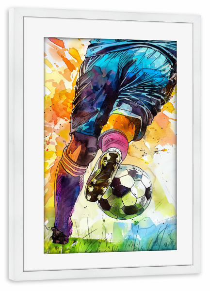 Poster mit Rahmen weiß "Fußballspieler Sportkunst G" artboxONE - Sport,Sport / Fußball - Sport,Fußball,Fußball,Fußballspieler,Spieler,Spiel
