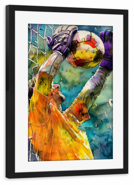 Poster mit Rahmen schwarz "Fußballspieler Sportkunst F" artboxONE - Sport,Sport / Fußball