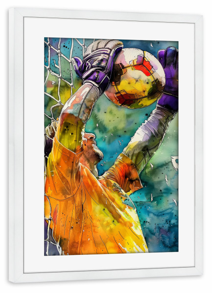 Poster mit Rahmen weiß "Fußballspieler Sportkunst F" artboxONE - Sport,Sport / Fußball