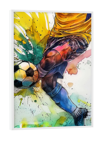 Poster mit weißem Rahmen "Fußballspieler Sportkunst E" artboxONE - Sport,Sport / Fußball - Sport,Ball,Spiel,Fußball,Spieler,Fußball,Fußballspieler