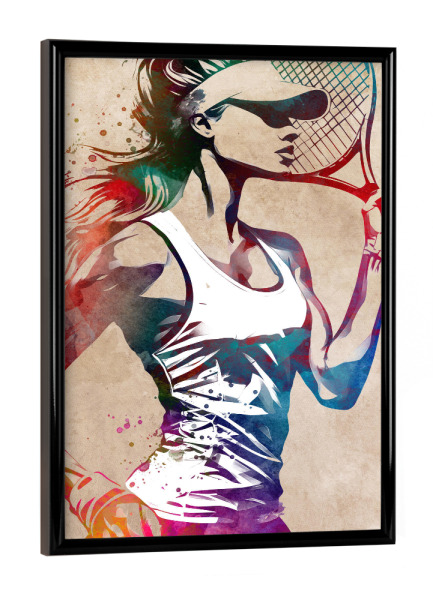 Poster mit schwarzem Rahmen "Tennissportkunst E" artboxONE - Sport,Sport / Sommerspiele - Tennis,Tennisspieler,Spieler,Sport,Spiel