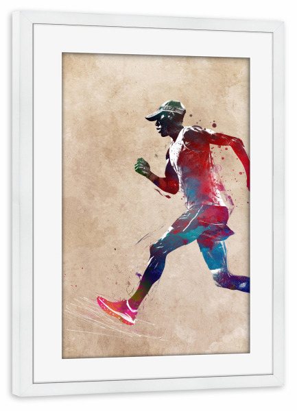 Poster mit Rahmen weiß "Laufsportkunst E" artboxONE - Sport,Sport / Motivation - Sport,Joggen,Jogger,Läufer,Laufen