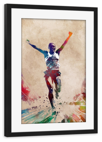 Poster mit Rahmen schwarz "Laufsportkunst B" artboxONE - Sport,Sport / Motivation - Läufer,Laufen,Sport,Marathon