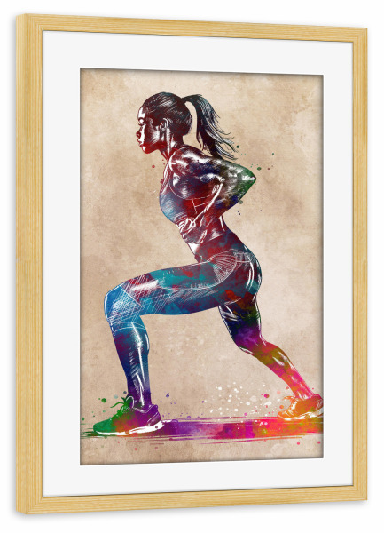 Poster mit Rahmen kiefer "Fitness Gymnastik Sport Kunst B" artboxONE - Sport,Sport / Motivation - Fitness,Gymnastik,Bewegung,Sport,Spiel,Aktiv