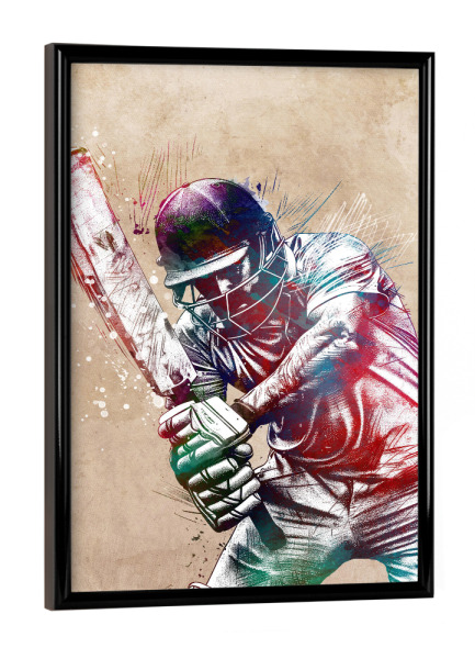 Poster mit schwarzem Rahmen "Cricket-Sportkunst B" artboxONE - Sport,Sport / Motivation - Cricket,Sport,Sport,Spieler,Spiel
