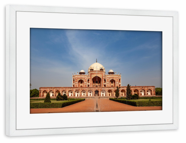 Poster mit Rahmen weiß "Das Humayun Mausoleum" artboxONE - Architektur,Reise / Asien - Humayun-mausoleum,Indien,Delhi,Neu delhi,Humayun,Grab,Monument