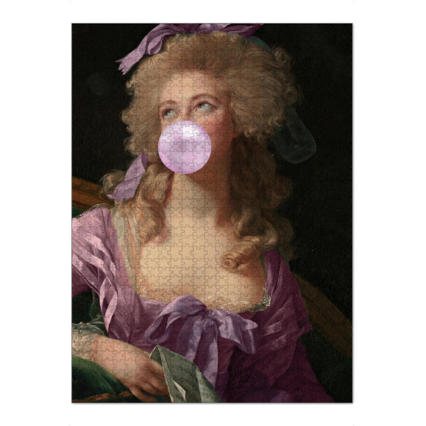 Puzzle Ravensburger "Lavendelfrau" artboxONE - Menschen,Lustig - Frau,Dame,Herzogin,Kaugummi,Rosa,Lila,Lustig - Bild frau