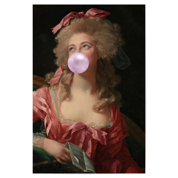 Poster "Purpurrote Frau" artboxONE - Menschen - Frau,Kaugummi,Rot,Kleid,Purpurrot,Dame,Herzogin