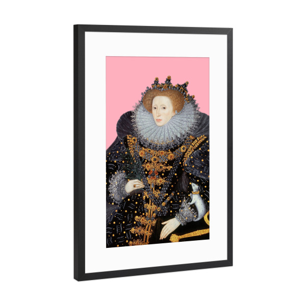 Poster mit Rahmen Schwarz (Metallic) "Königin Elizabeth I. Pink Rebell" artboxONE - Menschen - Königin elisabeth i.,Rosa,Frau,Geschichte,Feminismus