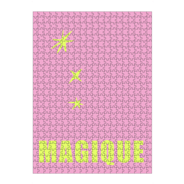 Puzzle Ravensburger "Magische Sterne" artboxONE - Typografie,Abstrakt,Galaxy - Rosa,Gelb,Sterne,Magique,Typo,Typografie - Bild rosa
