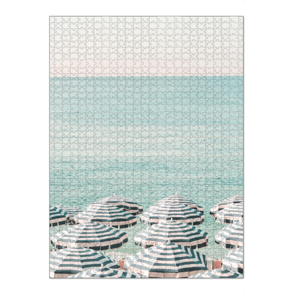 Puzzle Ravensburger "Blaue und weiße Strandschirme" artboxONE - Reise / Strand und Meer,Reise / Länder