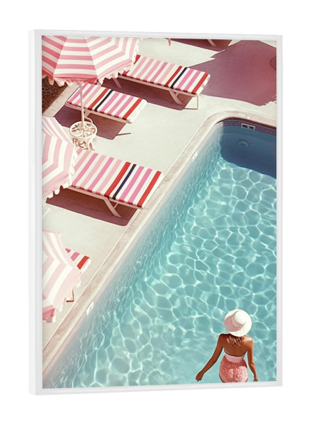 Poster mit weißem Rahmen "Rosa Schwimmbad" artboxONE - Reise / Strand und Meer