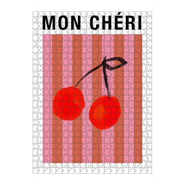 Puzzle Ravensburger "Mon Cheri Stipes" artboxONE - Essen & Trinken,Essen & Trinken / Obst & Gemüse - Moncheri,Streifen,Rosa,Rot,Beige,Küche,Obst