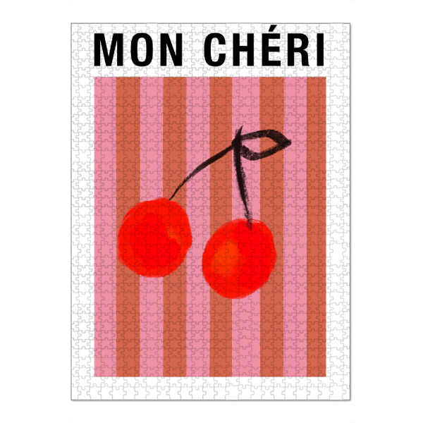 Puzzle Ravensburger "Mon Cheri Stipes" artboxONE - Essen & Trinken,Essen & Trinken / Obst & Gemüse - Moncheri,Streifen,Rosa,Rot,Beige,Küche,Obst