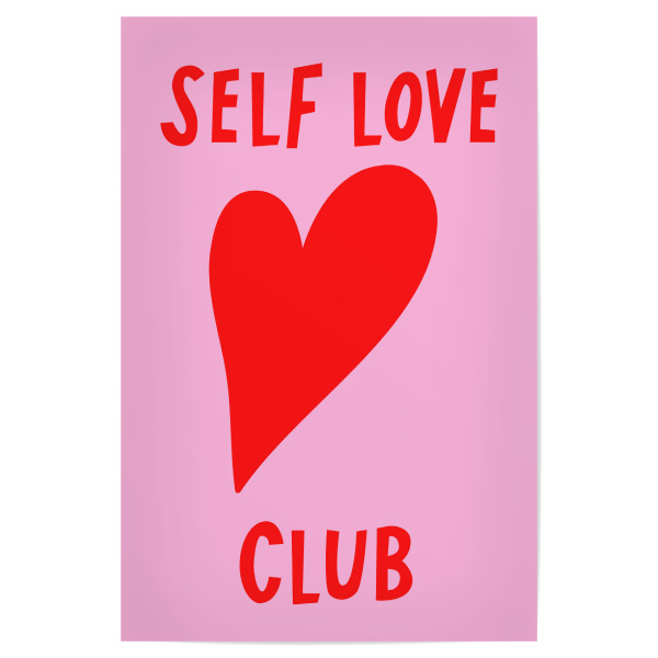 Poster "Self Love Club Pink" artboxONE - Liebe - Liebesherz,Liebe,Rosa,Rot,Illustration,Selfloveclub,Typo,Typografie