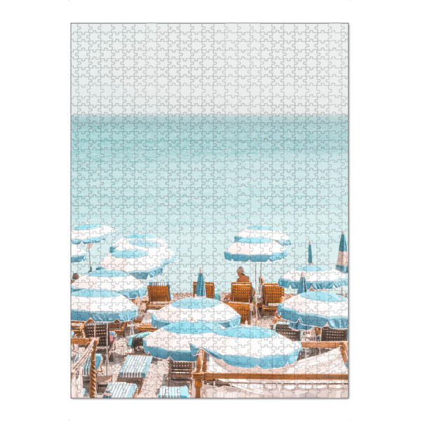 Puzzle Ravensburger "French Riviera Beach" artboxONE - Natur,Reise / Strand und Meer - Sommer,Strand,Blau,Sonnenschirme,Französische riviera