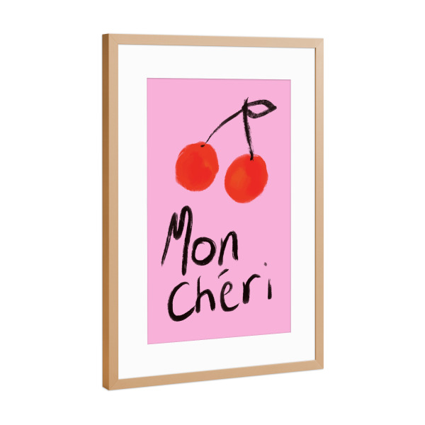 Poster mit Rahmen Kupfer "Mon Cheri Rosa Rot" artboxONE - Natur,Essen & Trinken / Obst & Gemüse - Kirschen,Moncheri,Rosa,Rot,Küche