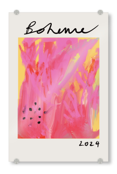 Acrylglasbild "Abstrakte Malerei Boheme Pink" artboxONE - Abstrakt - Abstrakt,Rosa,Gelb,Abstrakte malerei,Boheme