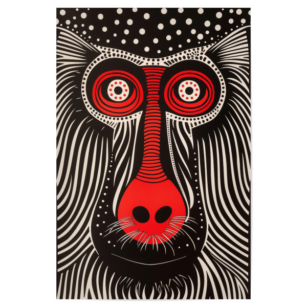 Poster 30x20 cm "Abstrakter Mandrill | Holzschnitt" artboxONE - Tiere,Abstrakt,Schwarzweiß