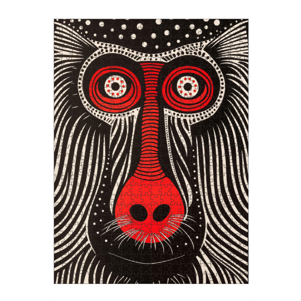 Puzzle Ravensburger "Abstrakter Mandrill | Holzschnitt" artboxONE - Tiere,Abstrakt,Schwarzweiß