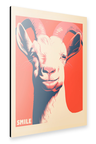 Alu-Dibond "SMILE - Lachender Ziegenbock" 30x20 cm artboxONE