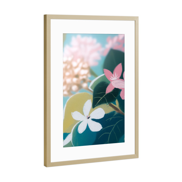 Poster mit Rahmen Gold "Zarte Blütenkunst" artboxONE - Natur,Floral