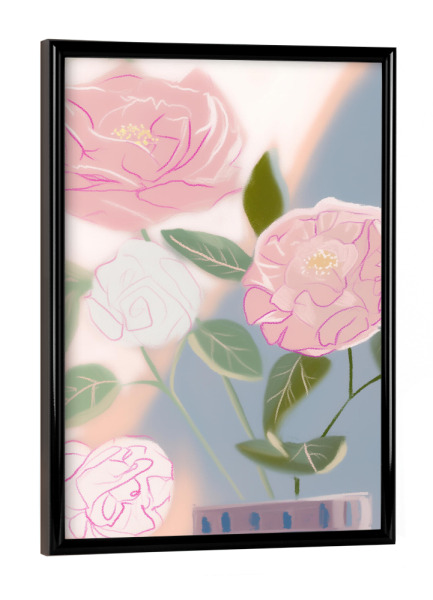 Poster mit schwarzem Rahmen "Zarte Blütenvision" artboxONE - Natur,Floral