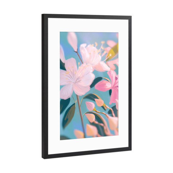 Poster mit Rahmen Schwarz (Metallic) "Blütenzauber in Pastell" artboxONE - Natur,Floral