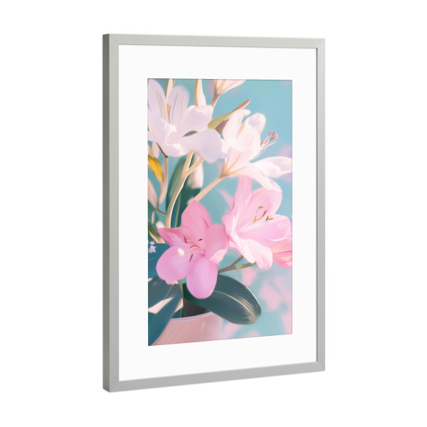 Poster mit Rahmen Silber "Zarte Blütenmalerei" artboxONE - Natur,Floral