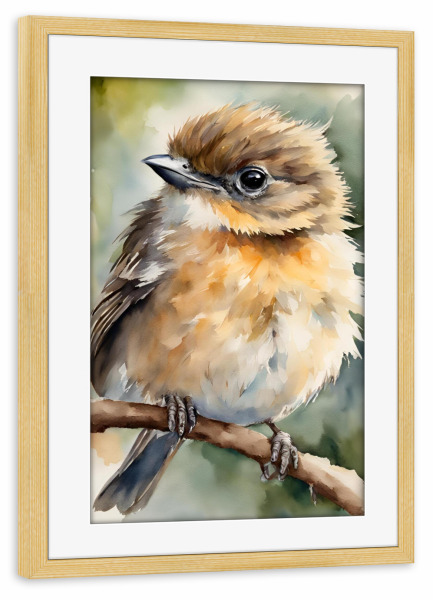 Poster mit Rahmen kiefer "Kleiner Vogel - Aquarell" artboxONE - Für Kinder,Tiere