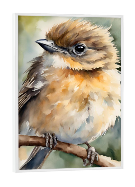 Poster mit weißem Rahmen "Kleiner Vogel - Aquarell" artboxONE - Für Kinder,Tiere
