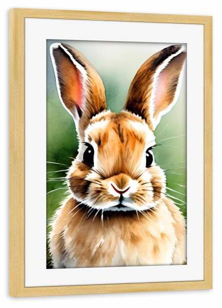 Poster mit Rahmen kiefer "Kleiner Hase - Aquarell" artboxONE - Für Kinder,Tiere