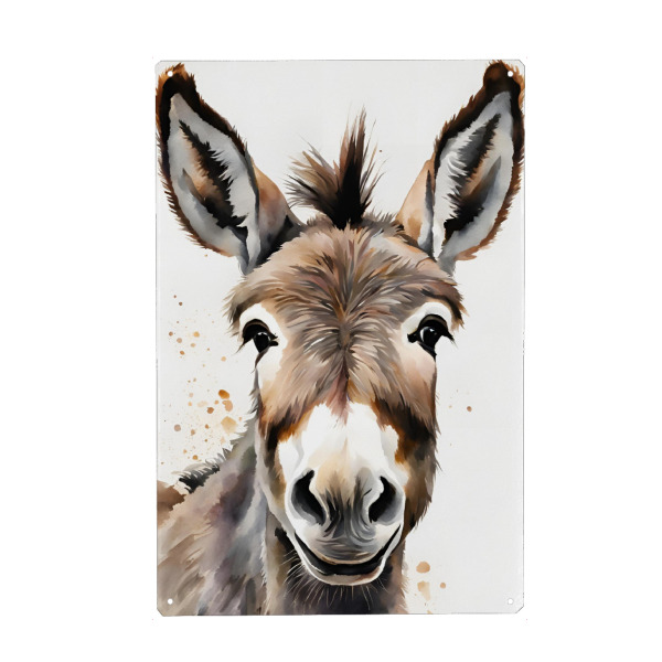 Holzbild "Kleiner Esel - Aquarell" artboxONE - Für Kinder,Tiere - Esel,Eselskopf,Kleiner esel,Aquarell,Wasserfarbe,Kinderzimmer,Kinder,Baby,Donkey