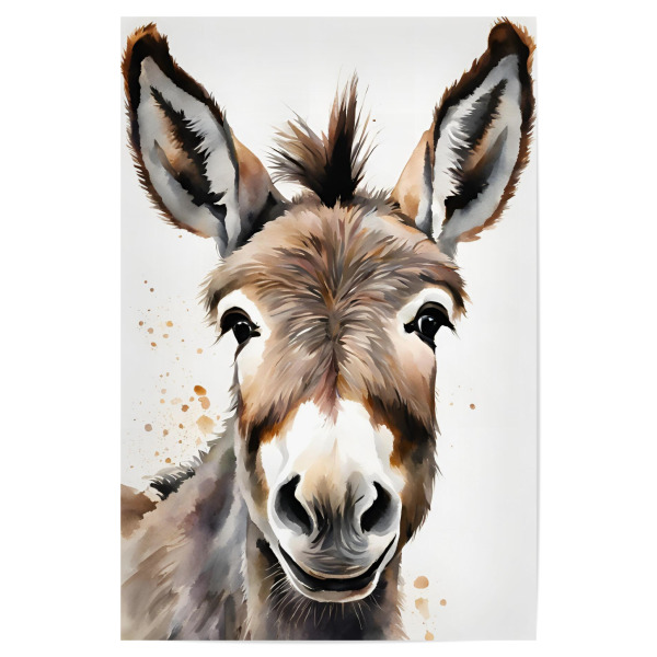 Poster 30x20 cm "Kleiner Esel - Aquarell" artboxONE - Für Kinder,Tiere