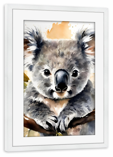 Poster mit Rahmen weiß "Kleiner Koala - Aquarell" artboxONE - Für Kinder,Tiere
