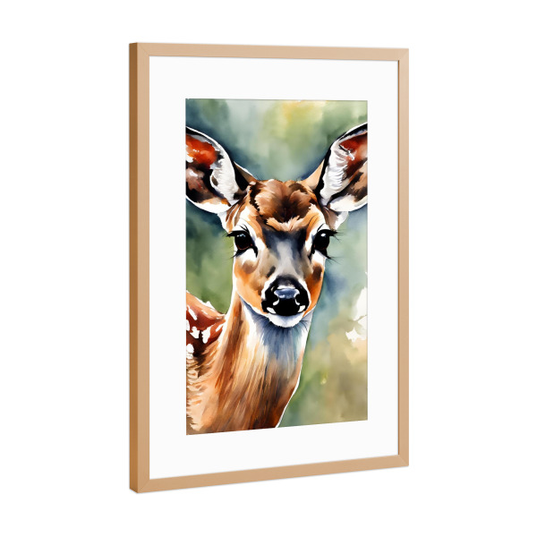 Poster mit Rahmen Kupfer "Rehkitz - Aquarell" artboxONE - Für Kinder,Tiere