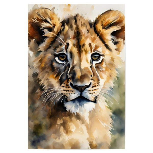 Poster "Kleiner Löwe - Aquarell" artboxONE - Für Kinder,Tiere,Reise / Afrika