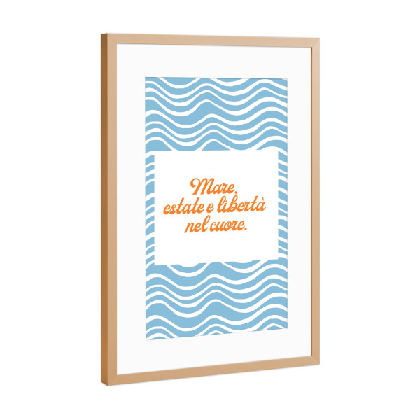 Poster mit Rahmen Kupfer "Mare, estate e liberta" artboxONE - Typografie,Reise / Strand und Meer,Liebe