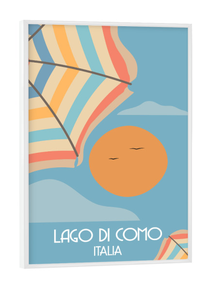 Poster mit weißem Rahmen "Como - Parasol" artboxONE - Reise / Strand und Meer