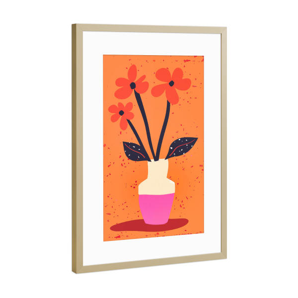Poster mit Rahmen Gold "Orange Pink Boho Stillleben" artboxONE - Natur,Floral