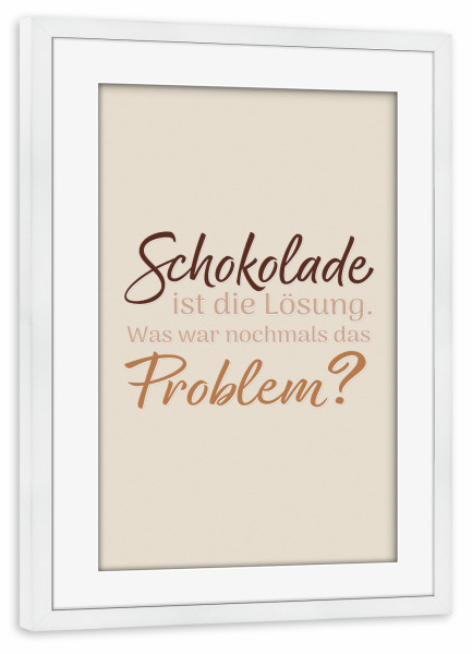 Poster mit Rahmen weiß "Schokoladen-Funfact" artboxONE - Typografie,Essen & Trinken,Lustig