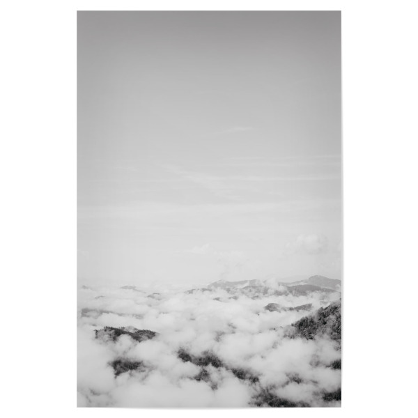 Poster 30x20 cm "Rauchige Berge" artboxONE - Natur,Reise,Schwarzweiß - Berge,Wolken,Schwarzweiß,Sw,Landschaft