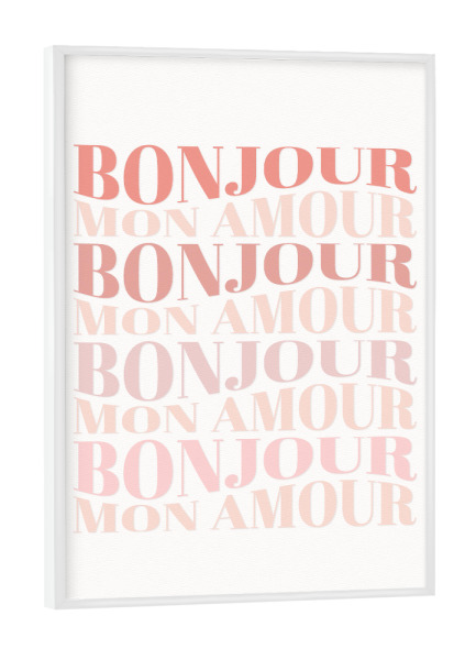 Poster mit weißem Rahmen "Bonjour, Mon Amour" artboxONE - Typografie,Liebe