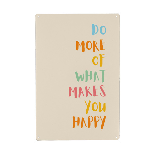 Holzbild "Do More What Makes You Happy" artboxONE - Typografie,Buchstaben - Fröhlich,Glücklich,Positiv,Spruch,Motivation,Freude,Farbenfroh