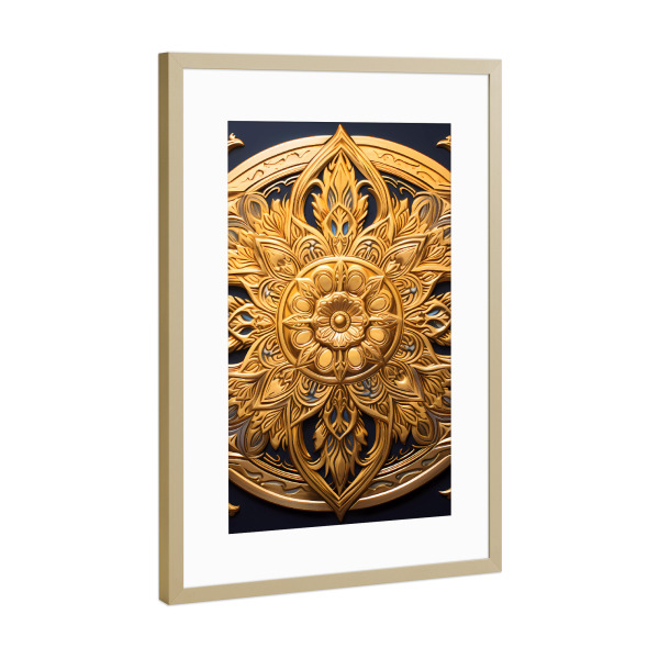 Poster mit Rahmen Gold "Mandala - Gold - Olimpiada" artboxONE - Natur,Floral,Abstrakt