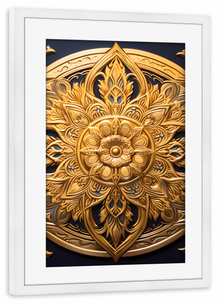 Poster mit Rahmen weiß "Mandala - Gold - Olimpiada" artboxONE - Natur,Floral,Abstrakt