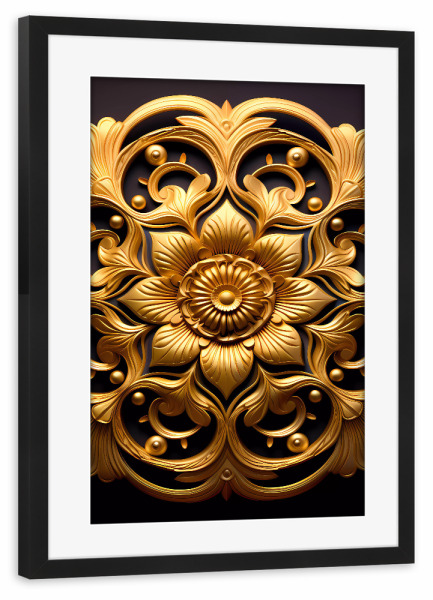 Poster mit Rahmen schwarz "Mandala - Gold - Nevada" artboxONE - Natur,Floral,Abstrakt
